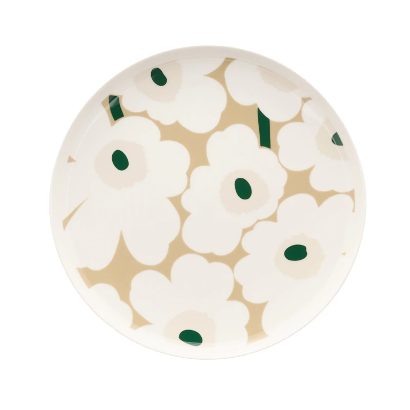 Oiva/Unikko Tallerken Ø25 cm, Mørkegrønn / Light Sand