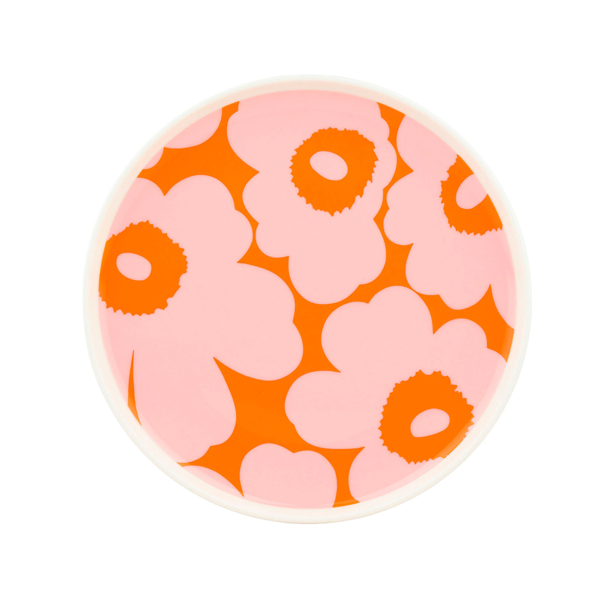 Marimekko Unikko Tallerken 20 Cm  / Rosa / Oransje -  Asjetter Stengods Hvit - 075855-132