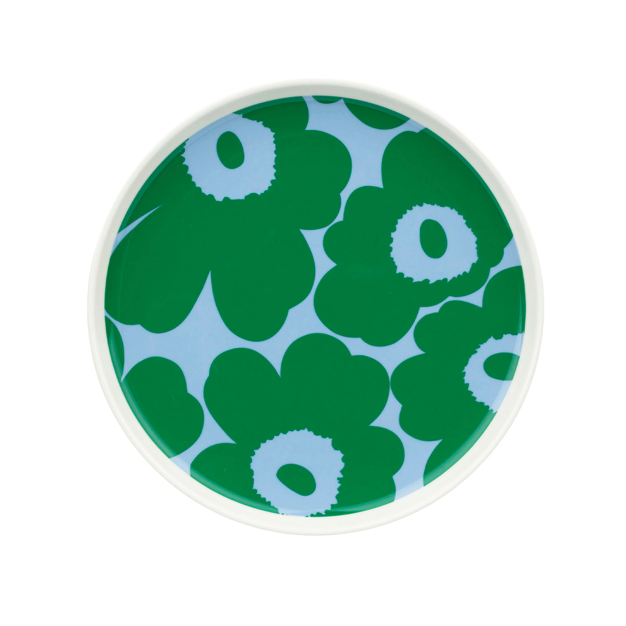 Marimekko Unikko Tallerken 20 Cm  / Gr&oslash;nn / It Blue -  Asjetter Stengods Hvit - 075855-165