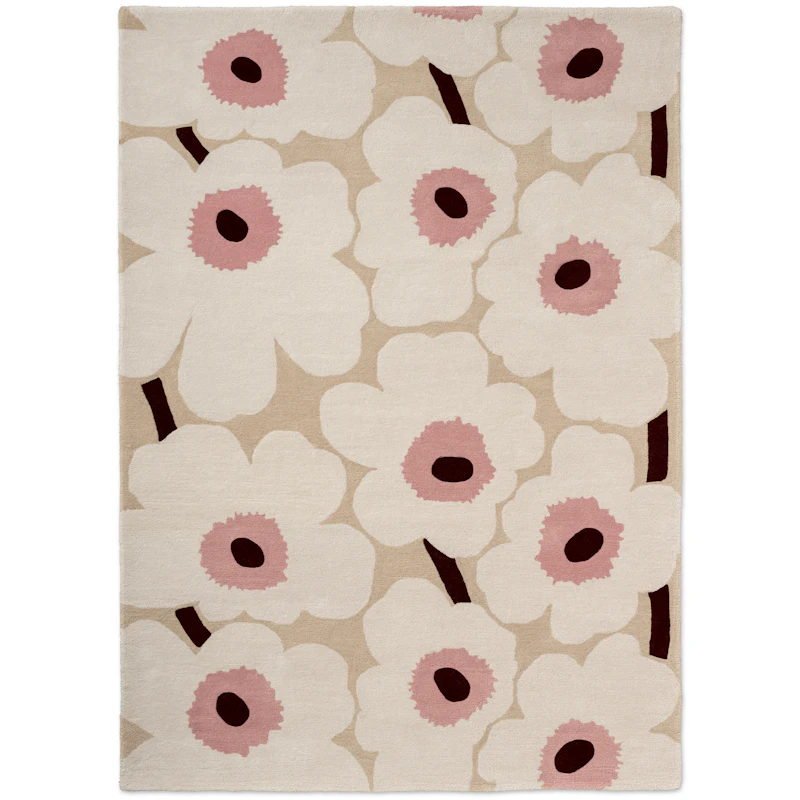 Unikko Ullteppe 200x280 cm, Beige/Rosa