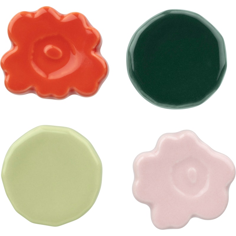 Unikko/Kivet Spisepinnestativ 4-pk, Rosa / Mørkegrønn / Pear