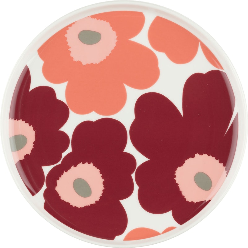 Unikko Tallerken 20 cm, Hvit / Salmon Red