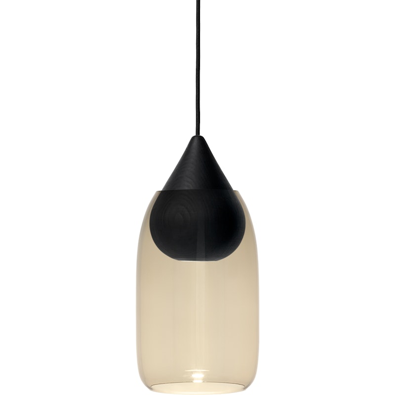 Liuku Drop Pendel, Svartbeiset Lindetre / Røkt Glass