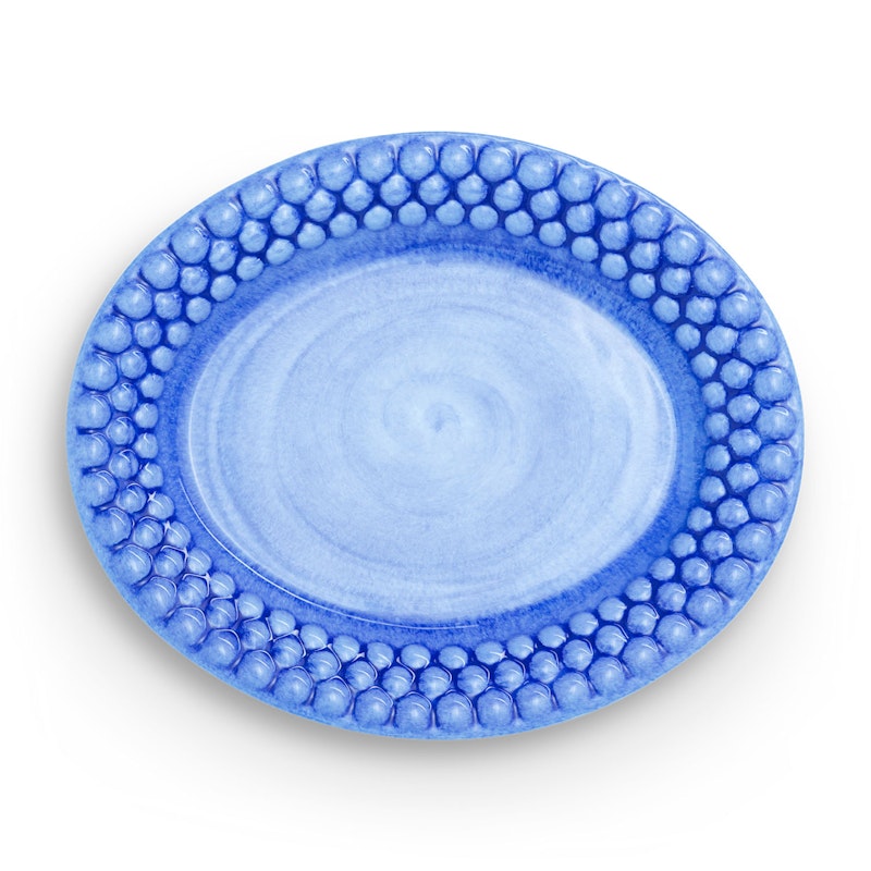 Bubbles Oval Tallerken 20 cm, Lys Blå