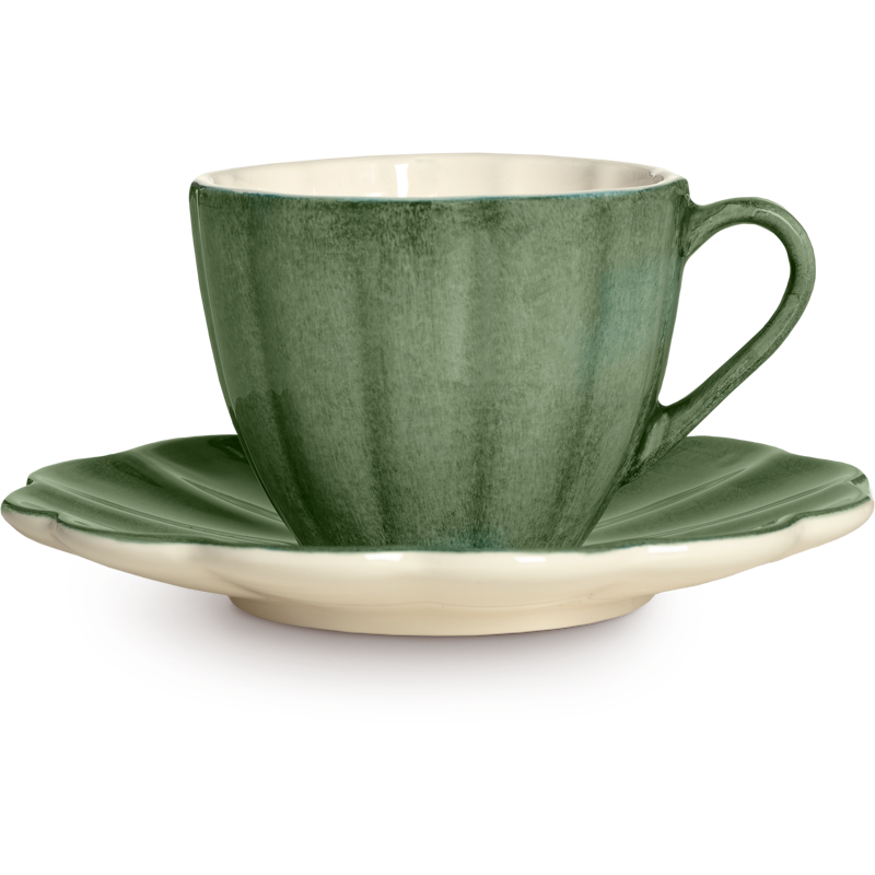 Oyster Kopp Med Tallerken 25 cl, Skogsgrønn