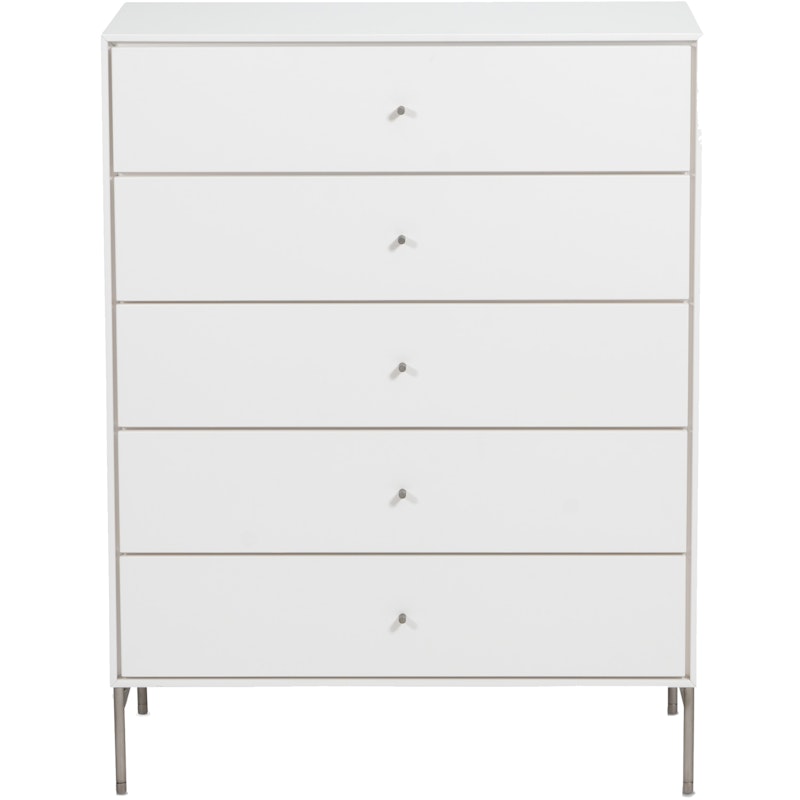 Volt Kommode Fem Skuffer 80x40x105 cm, Hvit