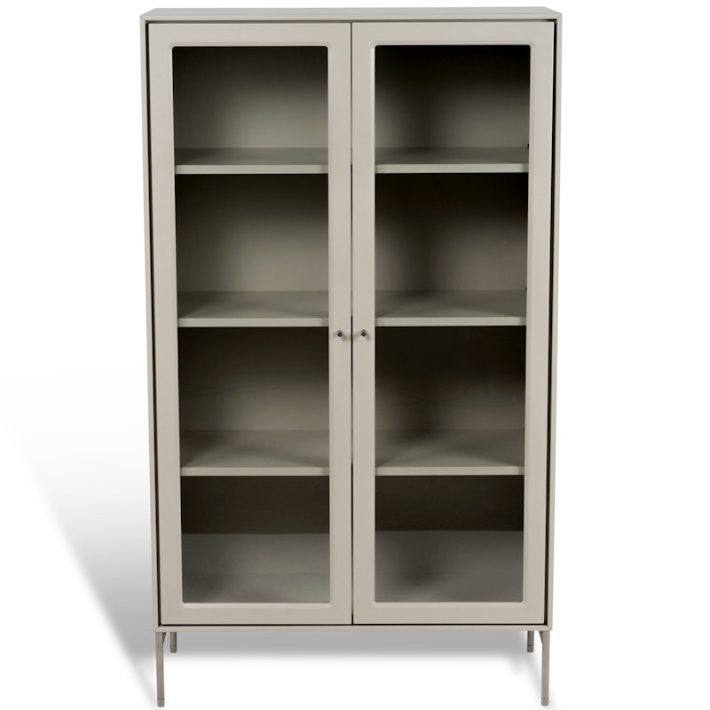 Volt Skap Glassdør 130 cm, Beige/Rustfritt Stål