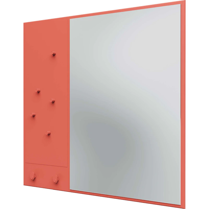 Memo Wall Mirror With Notice Board, Rhubarb