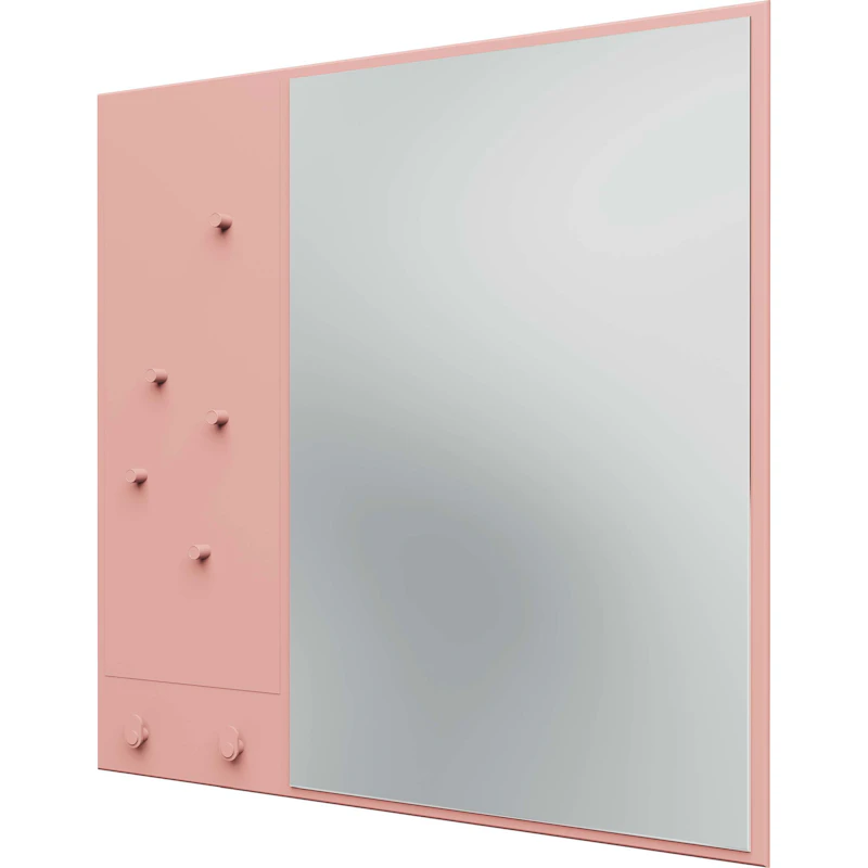 Memo Wall Mirror With Notice Board, Ruby