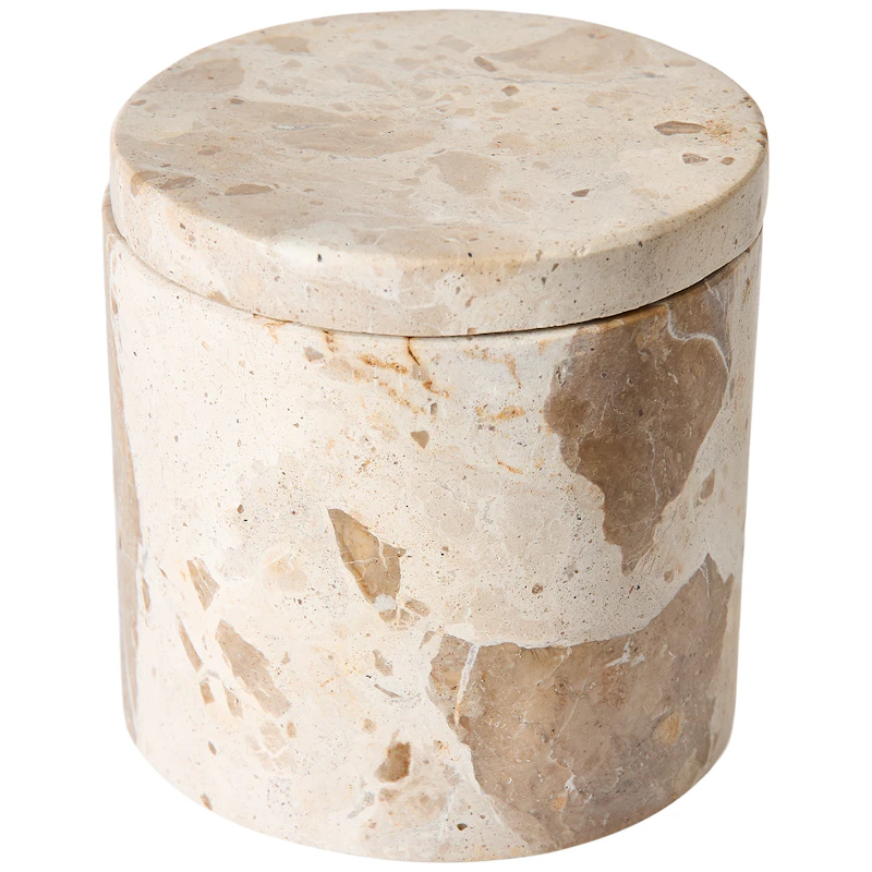 Vita Krukke Med Lokk Marmor, Seashell