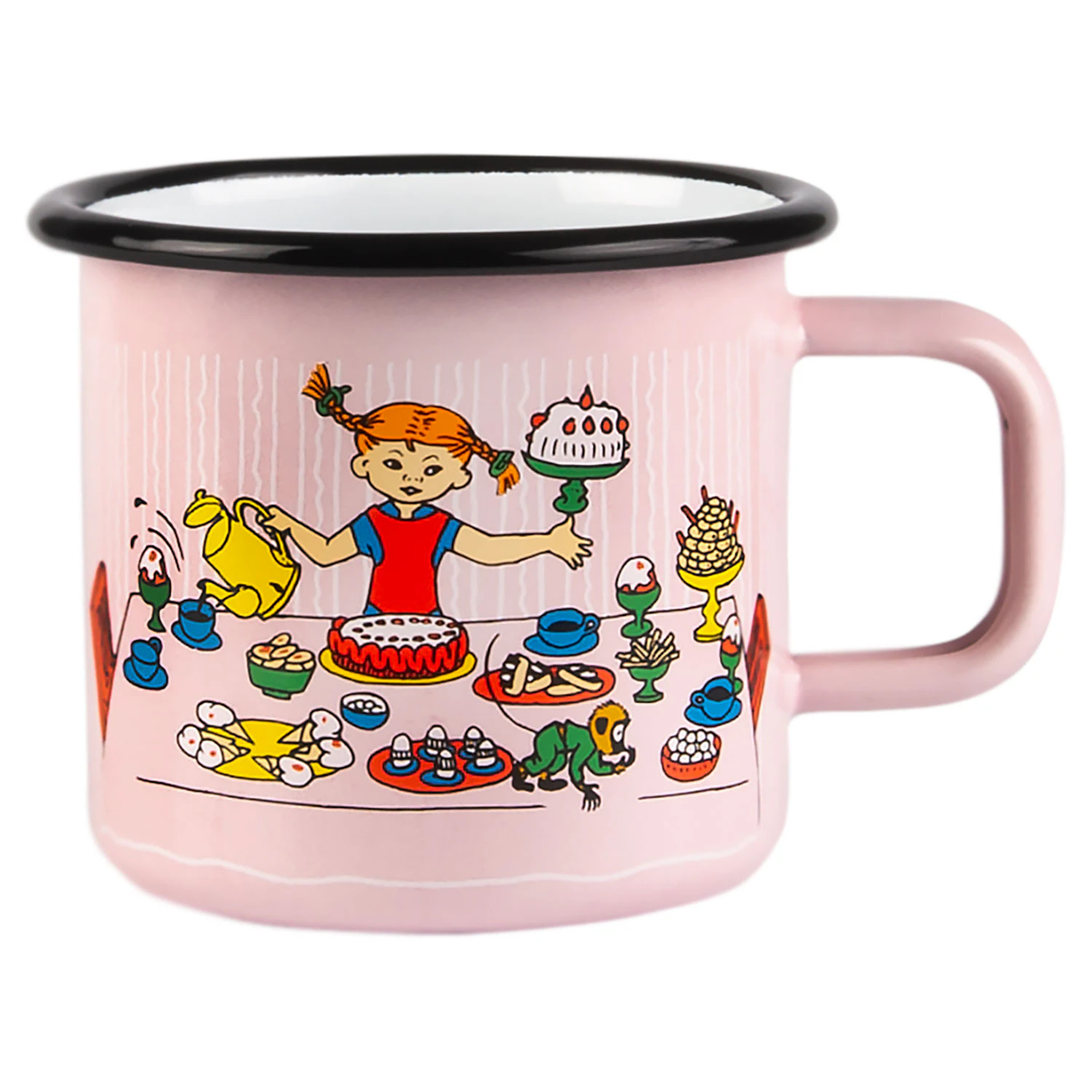 Muurla Enamel Mug 37 Cl Pippi's Birthday Party -  Kaffekopper Emalje Rosa - 1400-037-03