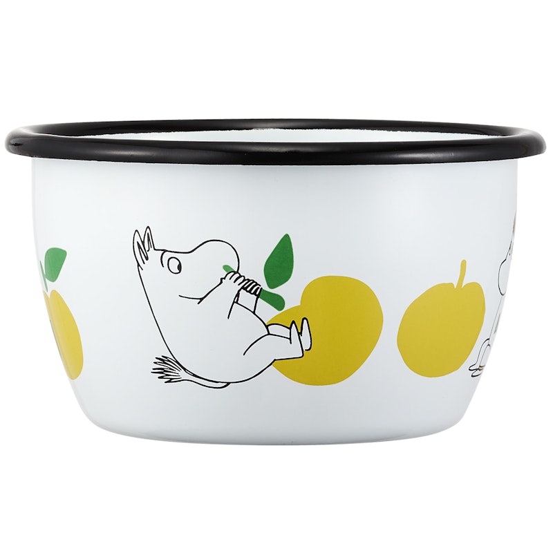 Moomin Joyfull Apples Emaljeskål 3 dl, Gul