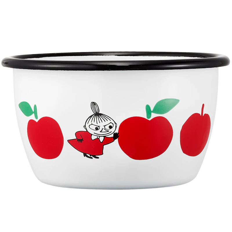 Moomin Joyfull Apples Emaljeskål 3 dl, Rød