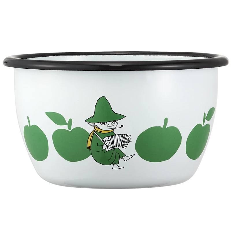 Moomin Joyfull Apples Emaljeskål 6 dl, Grønn