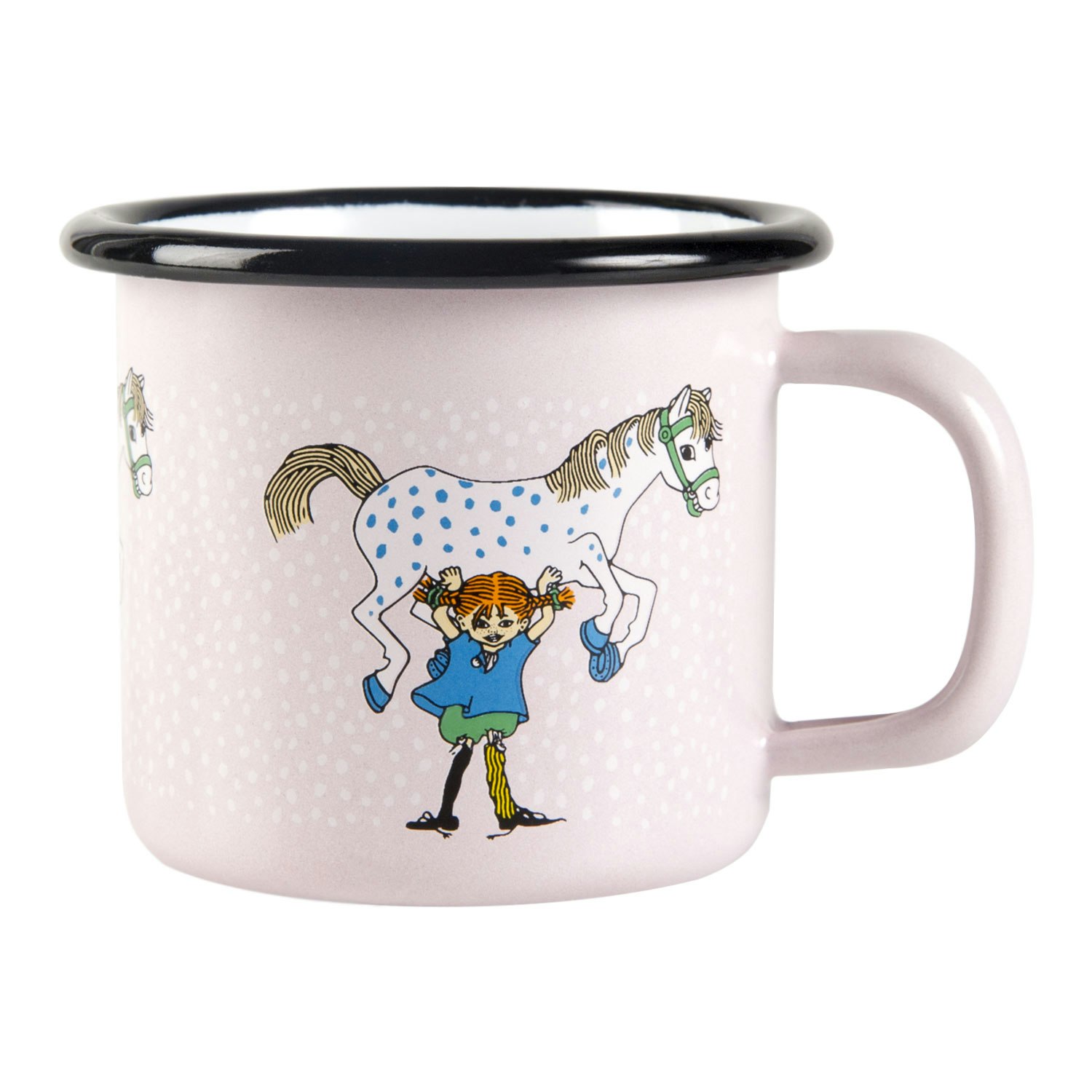 Muurla Pippi And The Horse Enamel Mug 15 Cl -  Kaffekopper Emalje Rosa - 1404-015-01