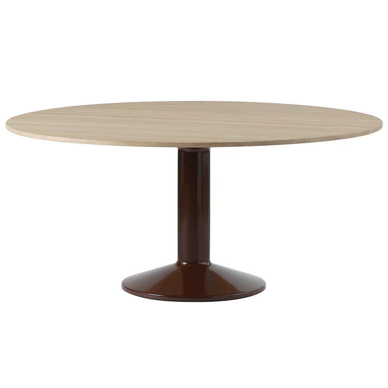 Midst Spisebord Ø160 cm, Oljet Eik / Mørkerød