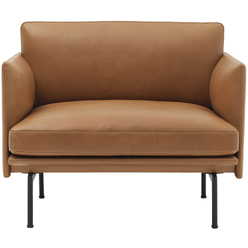 Outline Lenestol, Sort Aluminium / Refine Leather Cognac