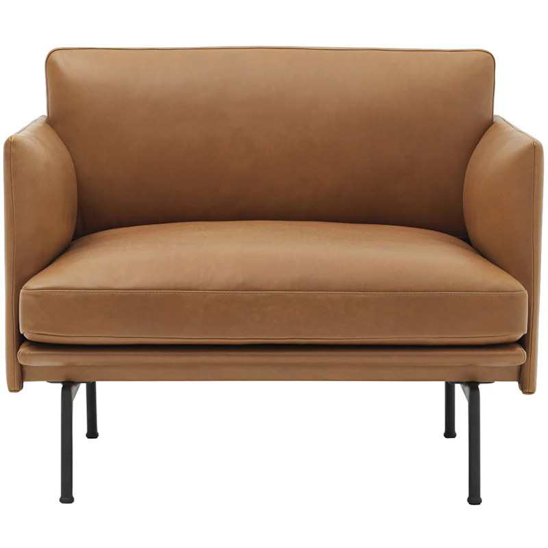 Outline Lenestol, Sort Aluminium / Refine Leather Cognac
