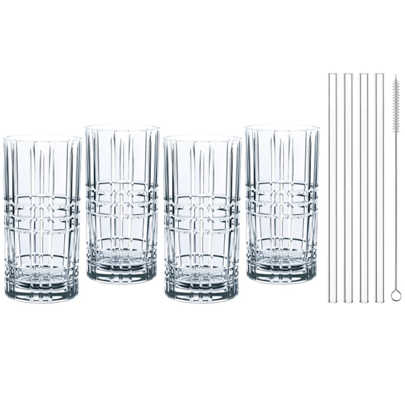 Feel Good Longdrinkglass Med Sugerør 44,5 cl 4-pk