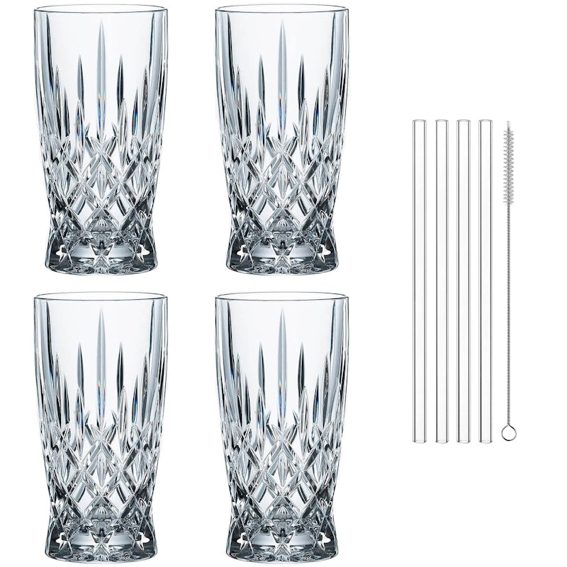 Noblesse Latte Macchiato Glass Med Sugerør 4-pk