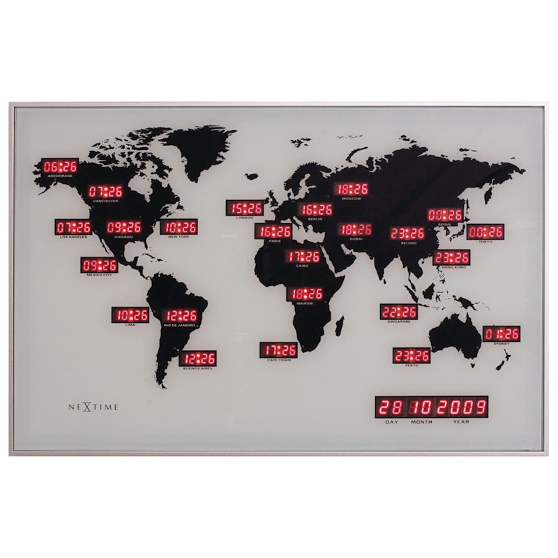 World Time Digit Veggklokke
