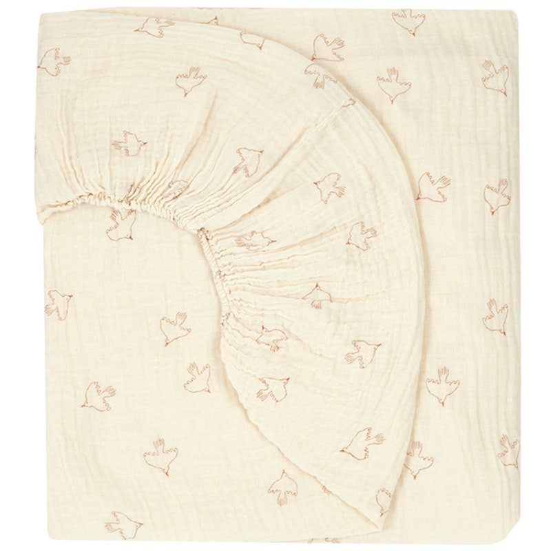 Wabi Sabi Stretchlaken 70X140X15 cm, Brown Hoshi Birds