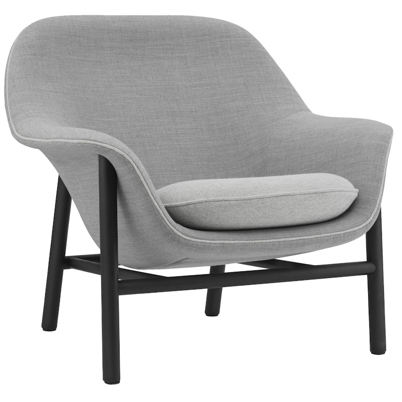 Drape Lounge Chair Low Grey Steel Lenestol Skum, Laget av tekstil Grå