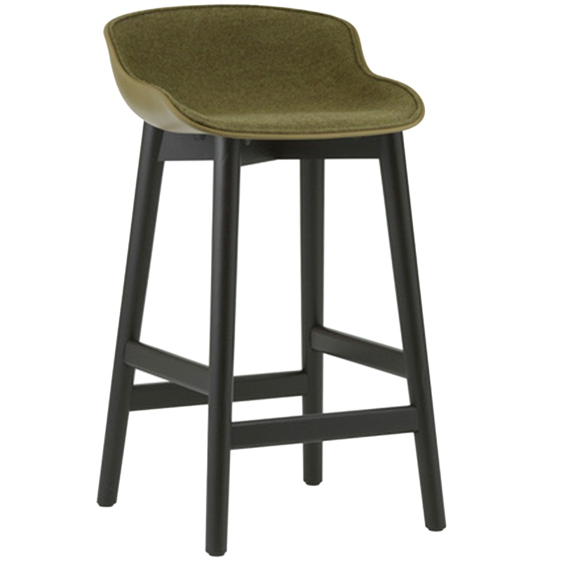 Hyg Barstol 65 cm, Polstret Front, Olive / Svart Eik