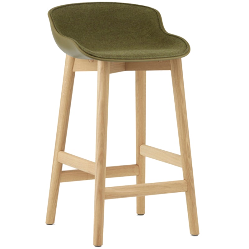 Hyg Barstol 65 cm, Polstret Front, Olive / Eik