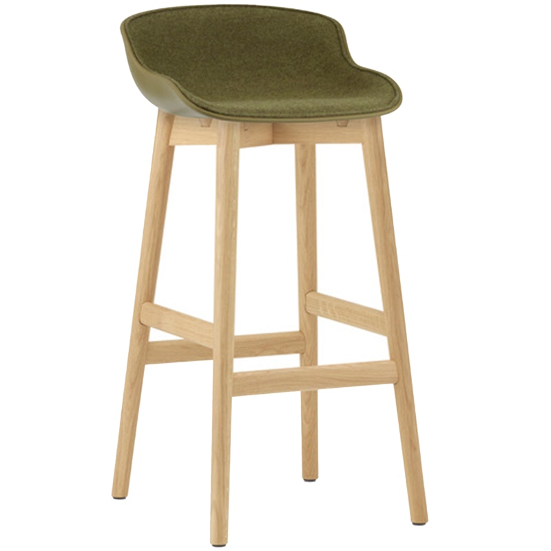 Hyg Barstol 75 cm, Polstret Front, Olive / Eik