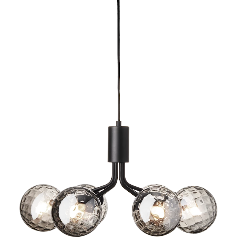 Apiales 6 Lysekrone, Satin Black / Røkt