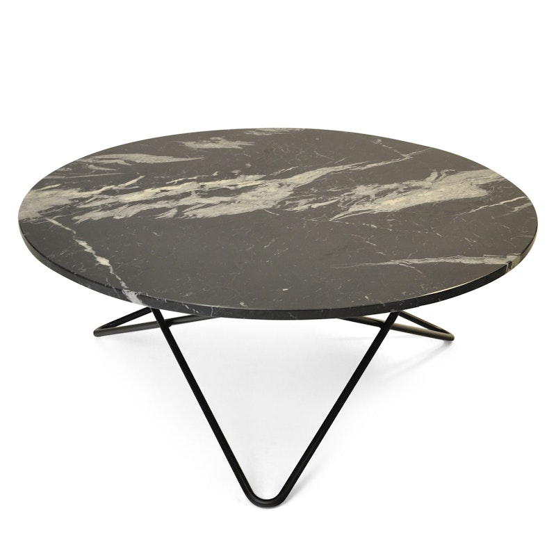 Large O Table Sofabord Ø100 cm, Sort/Sort Marmor
