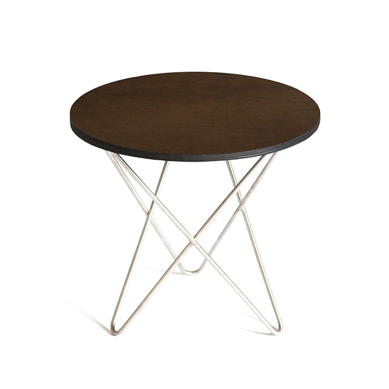 Mini O Table Sidebord Ø40 cm, Stål/Brun Mocka