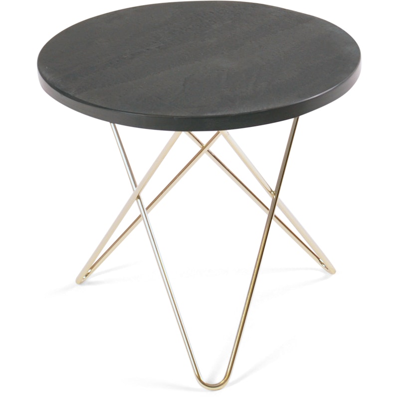 Mini O Table Sidebord Ø40 cm, Messing/Rustikk Skifer