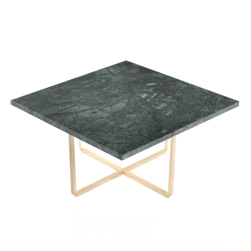 Ninety Sofabord 60 cm, Messingben, Grønn Marmor