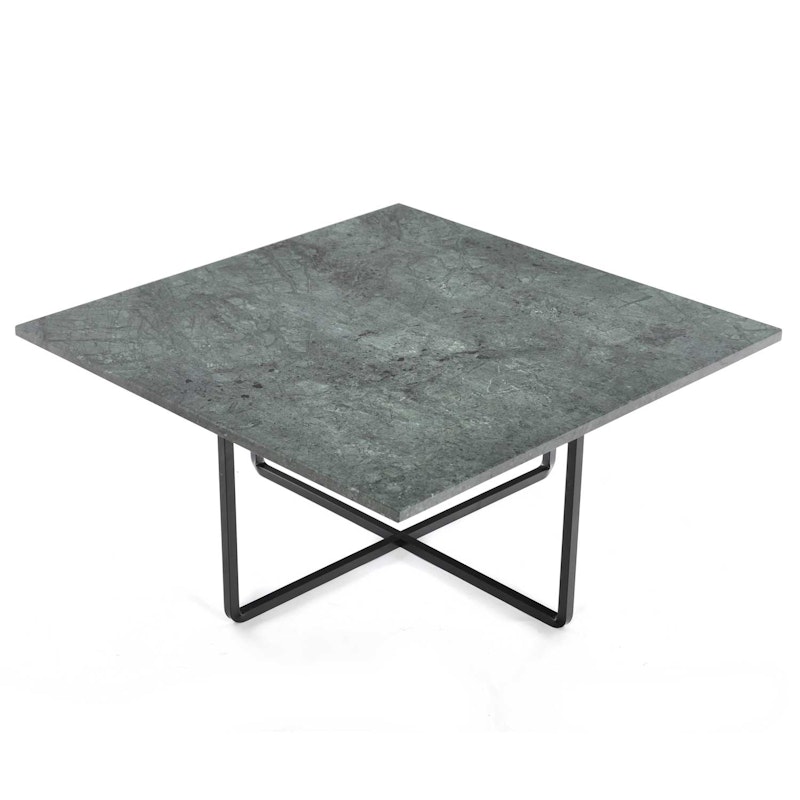 Ninety Sofabord 80 cm, Sort Stativ, Grønn Marmor