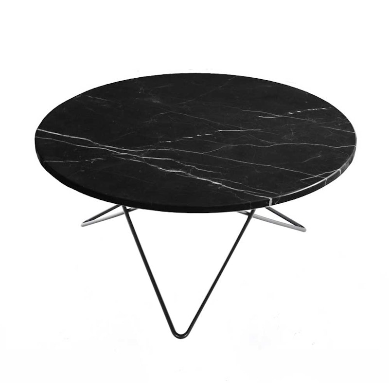 O Table Sofabord Ø80 cm, Sort Stativ/Sort Marmor