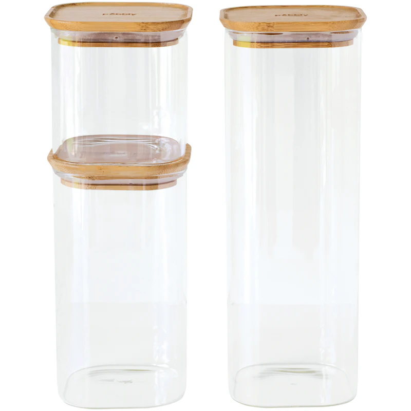 Glasskrukker Med Lokk 3-pk, 80/140/220 cl