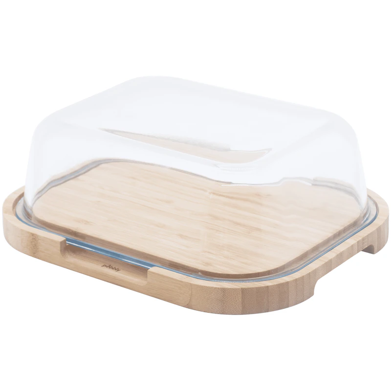 Osteklokke 21,5x27 cm, Bambus / Glass