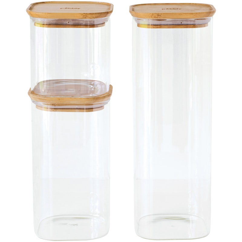 Glasskrukker Med Lokk 3-pk, 80/140/220 cl