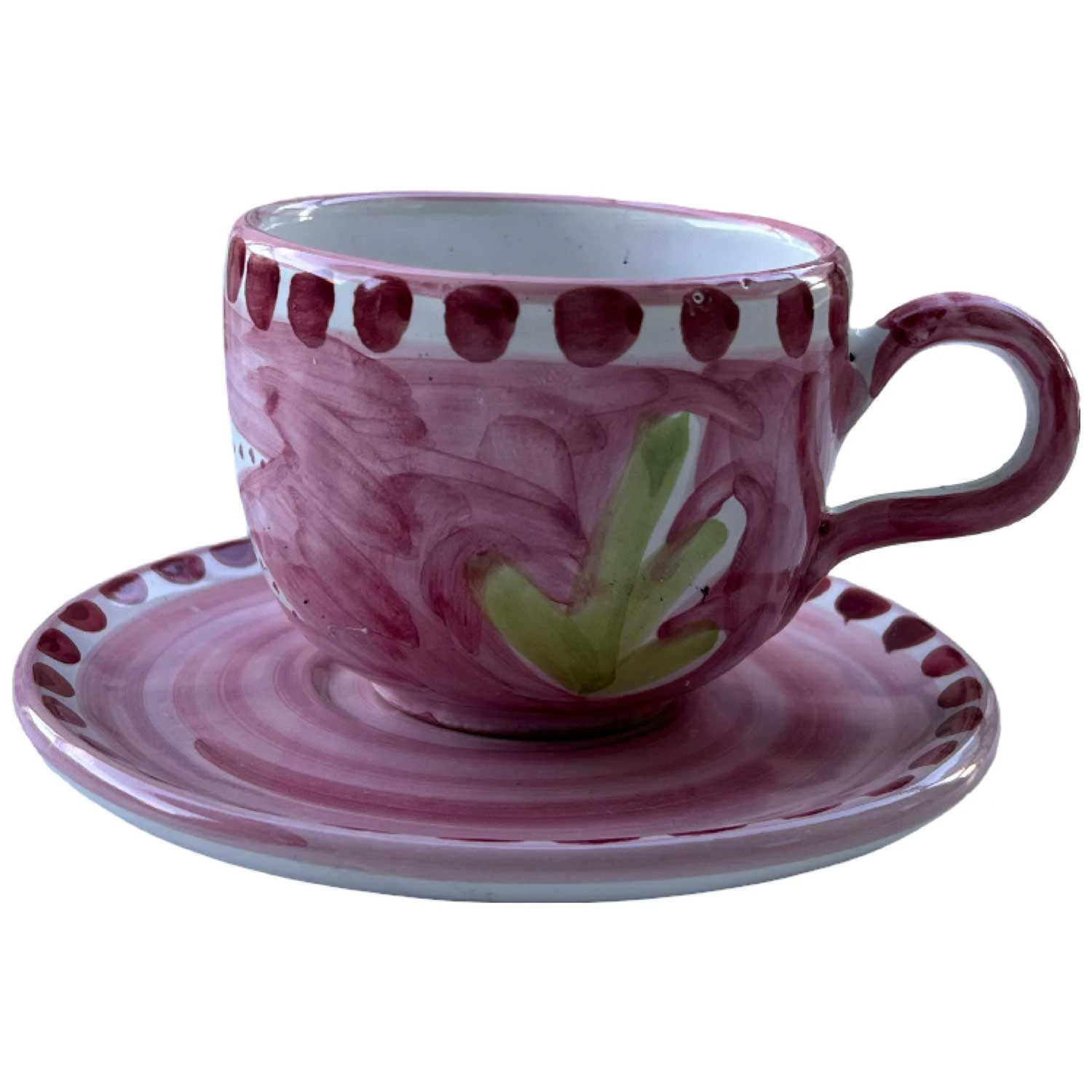 Piccola Home Amalfi Cappuccinokopp Med Tallerken - Kaffekopper Keramikk Rosa - TZTDB--A-RO-SM