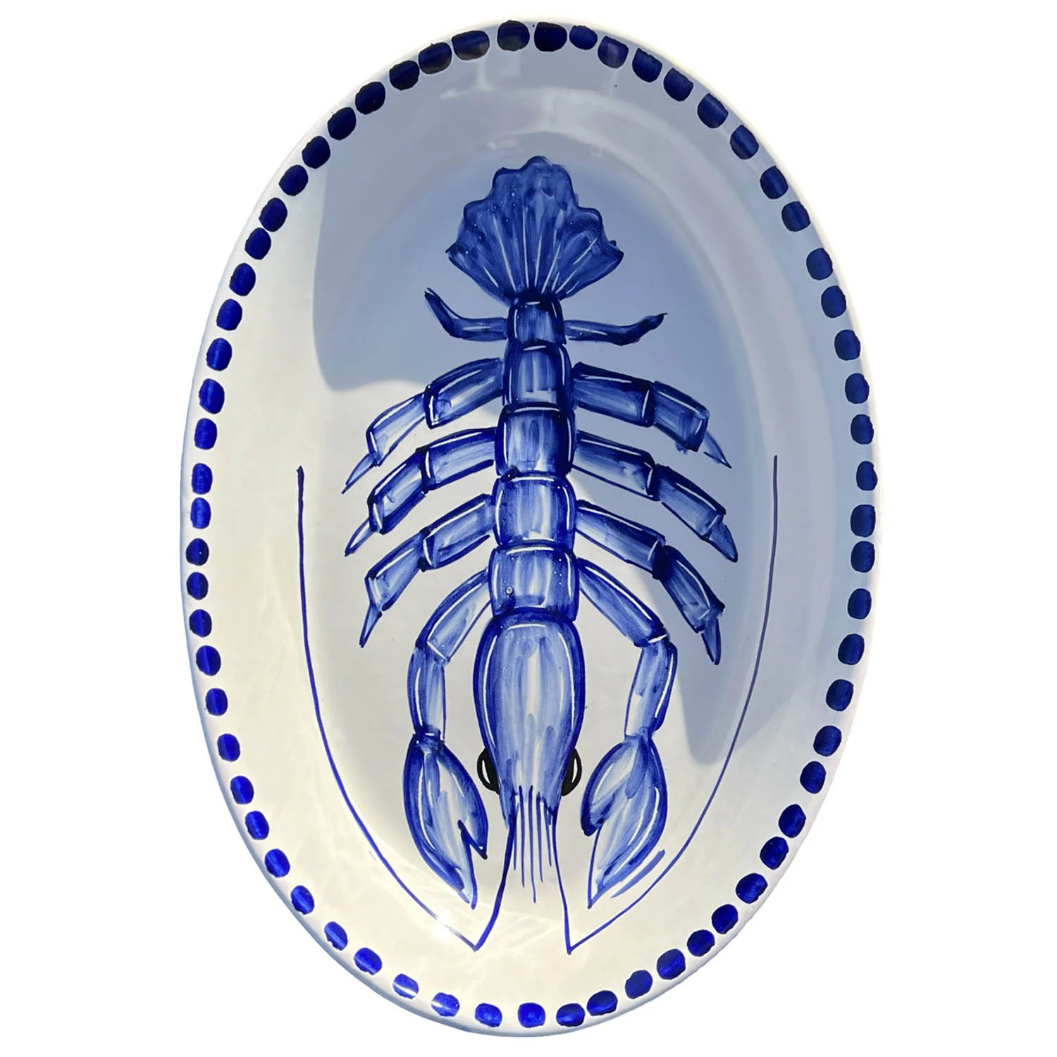 Piccola Home Marina Serveringsfat 26 Cm -  Serveringsfat Keramikk Bl&aring; - OV26TV-MAR-AR