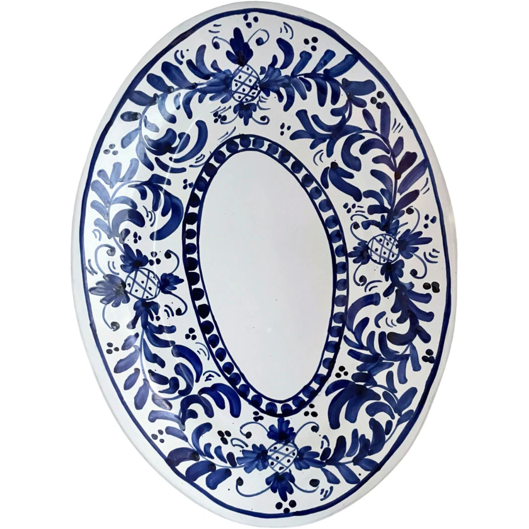 Piccola Home Positano Serveringsfat 37 Cm  -  Serveringsfat Terrakotta Bl&aring; - OV3700-PO-BLUE