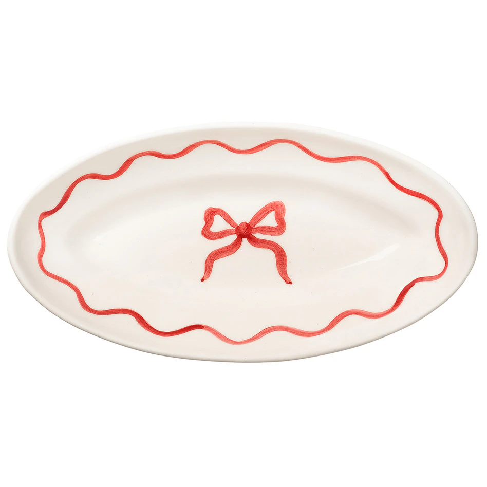 Pick a Poppy Bow Serveringsfat 26 Cm Vinr&oslash;d -  Serveringsfat Keramikk Burgundy - C202621AW25-423