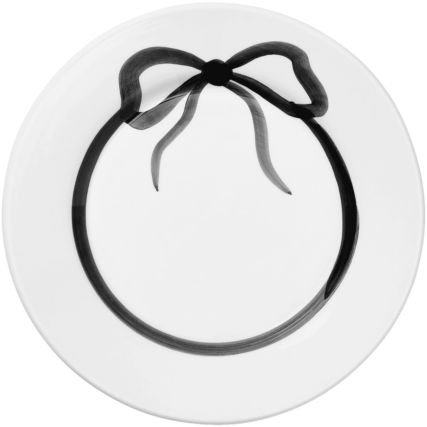 Pick a Poppy Bow Tallerken 28 Cm  -  Tallerkener Steingods Sort - C012822AW24-227