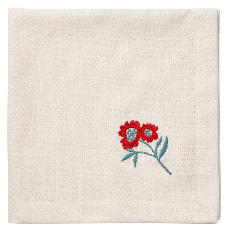 Cottage Flower Linservietter 45x45 cm 4-pk, Rød