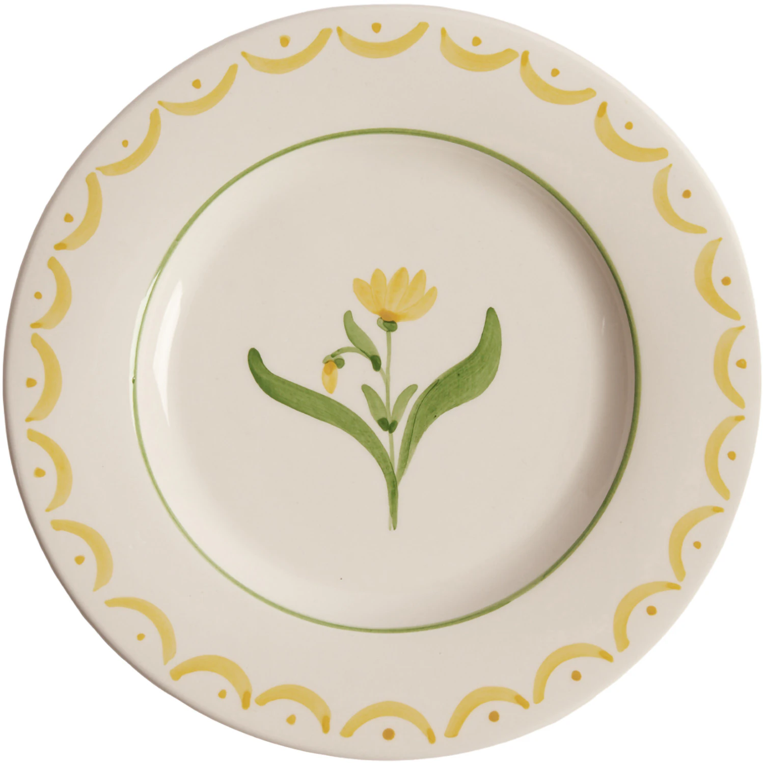 Pick a Poppy Cottage Flower Sidetallerken 22 Cm  -  Asjetter Steingods Gul - C022216SS24-115