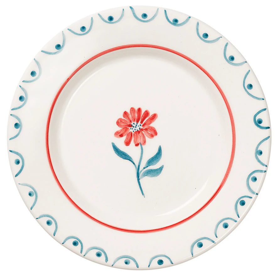 Pick a Poppy Cottage Flower Sidetallerken 22 Cm Teal -  Asjetter Steingods Bl&aring;gr&oslash;nn - C022220AW25-417