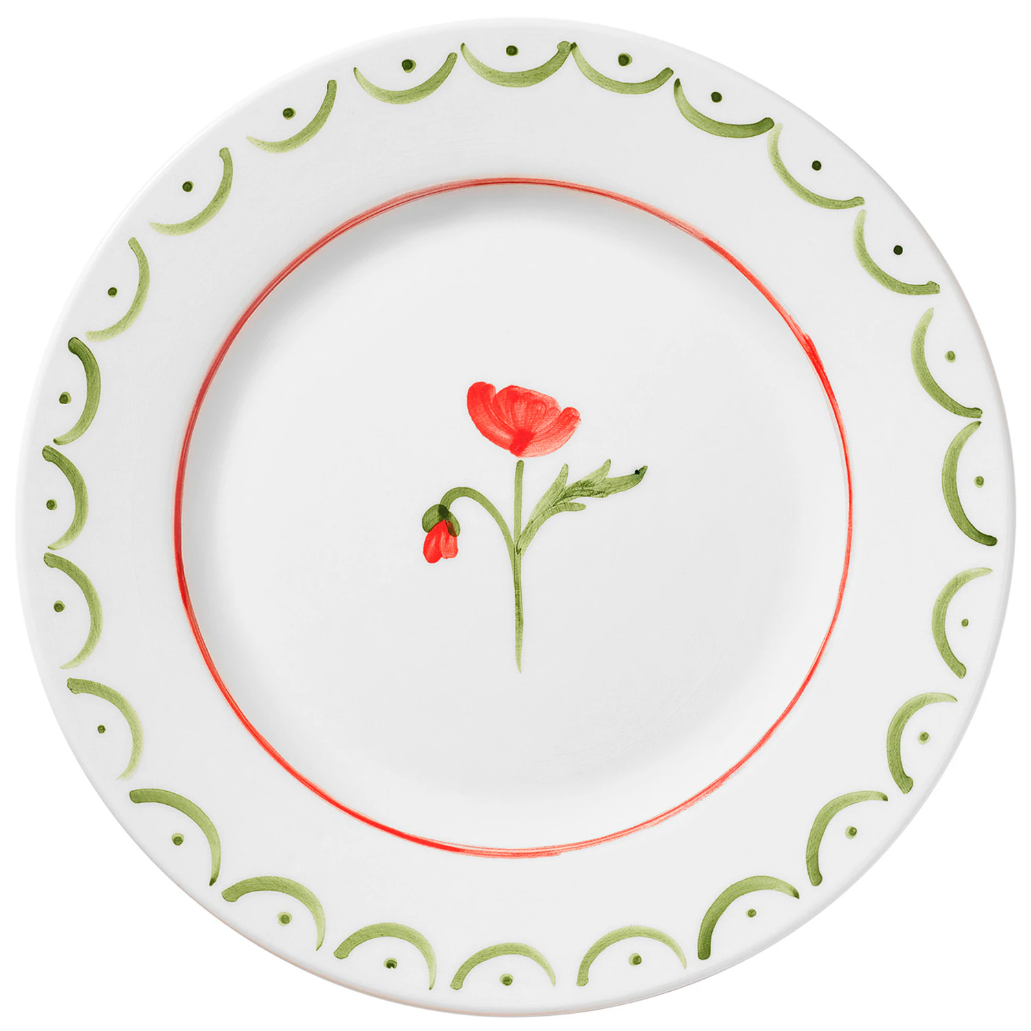 Pick a Poppy Cottage Flower Sidetallerken 22 Cm  -  Asjetter Steingods R&oslash;d - C022228SS25-267