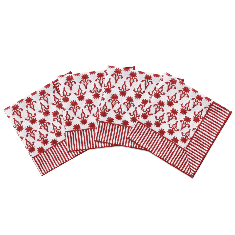 Lily Serviett 45x45 cm 4-pk, Vinrød